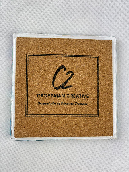 Blue, Green, Turquoise, & Gold Coaster Set