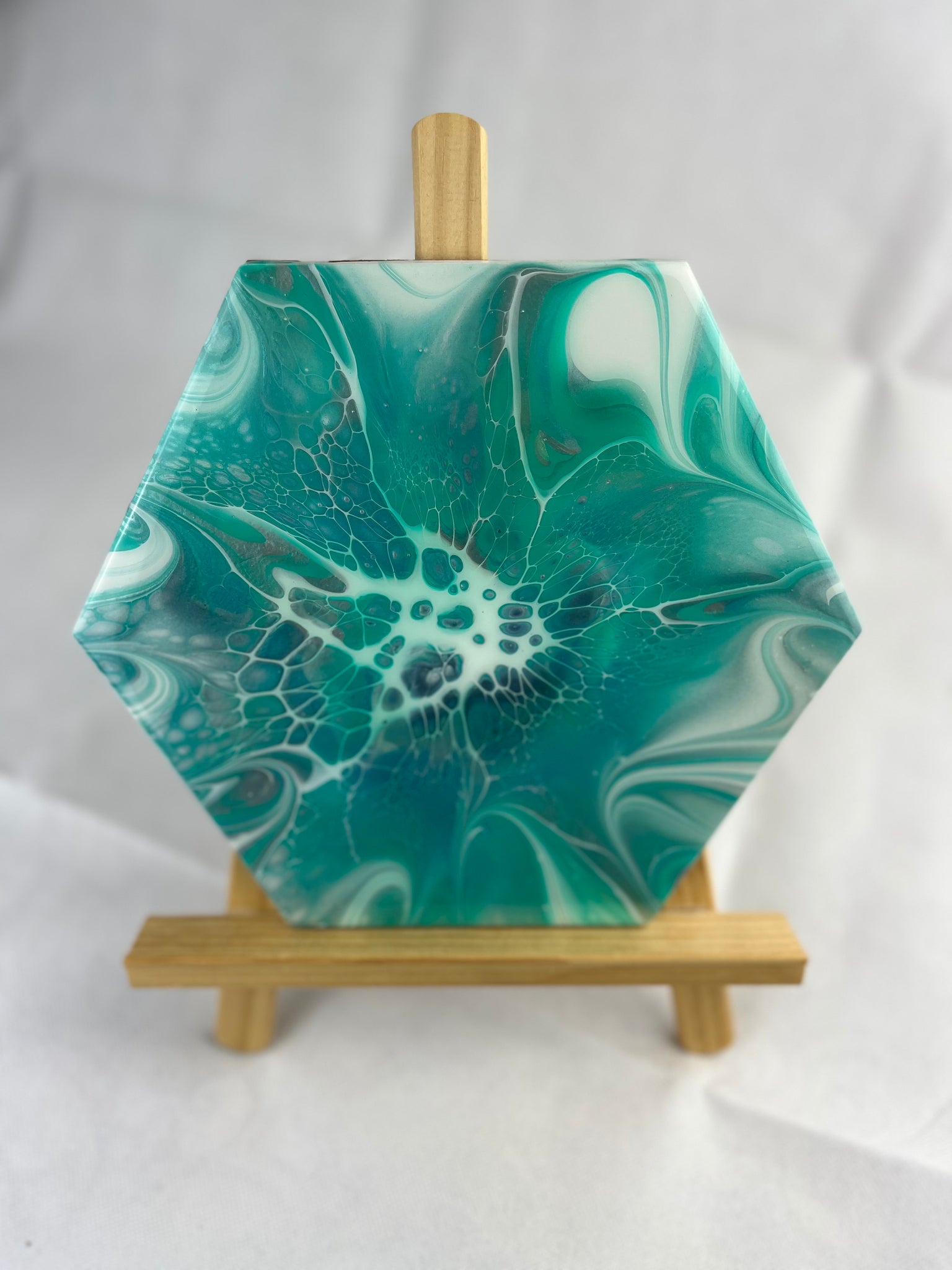 Aqua & Silver Hexagon Trivet