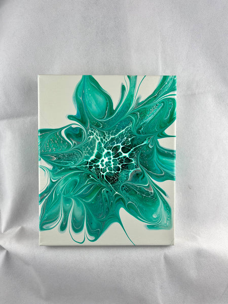 Aqua & Silver 8”x10” Canvas Original