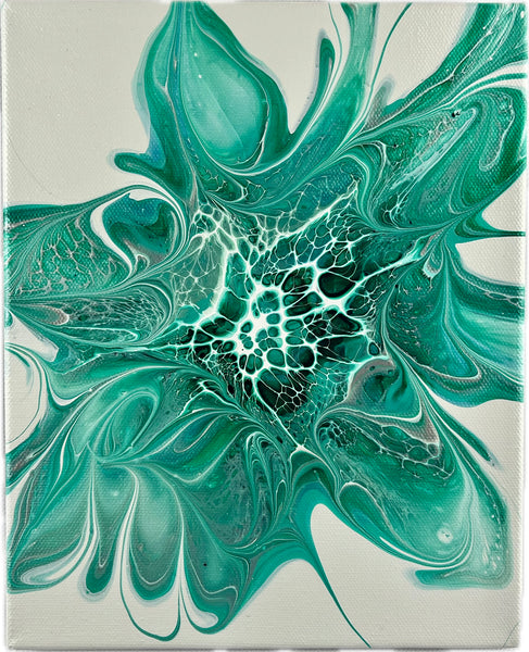 Aqua & Silver 8”x10” Canvas Original