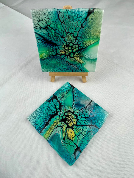 Yellow, Greens, & Black Coaster Set