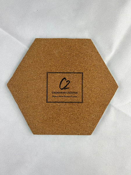 Aqua & Silver Hexagon Trivet