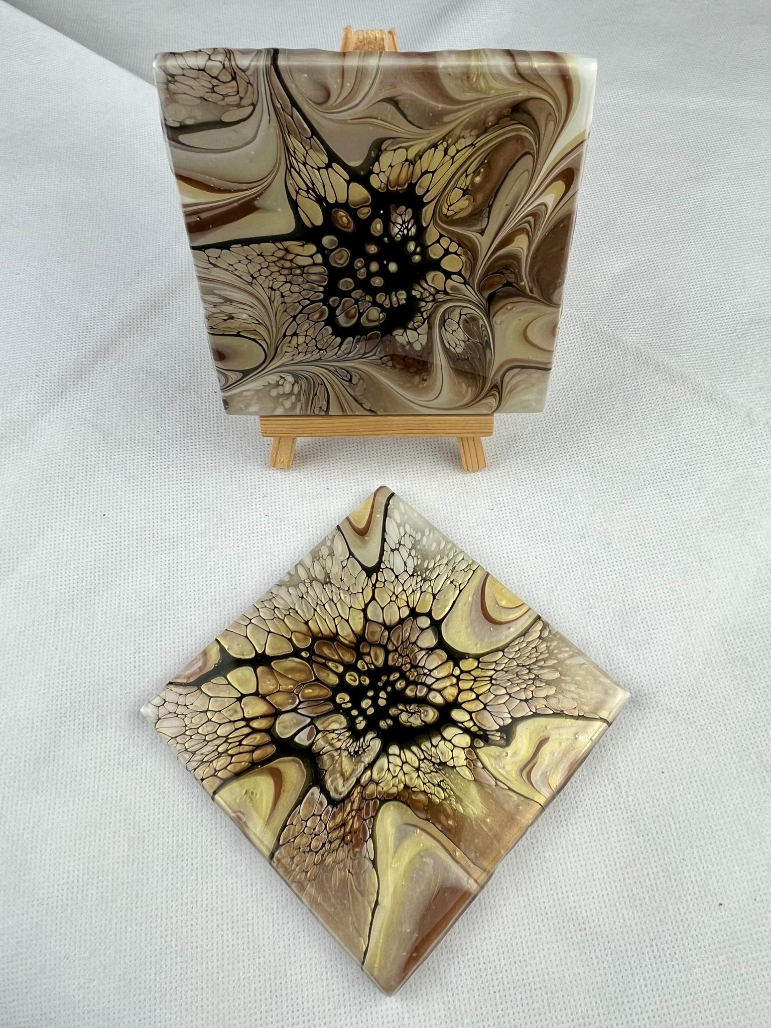 Gold, Chocolate, & Black Coaster Set