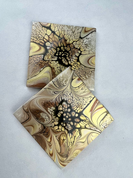 Gold, Chocolate, & Black Coaster Set