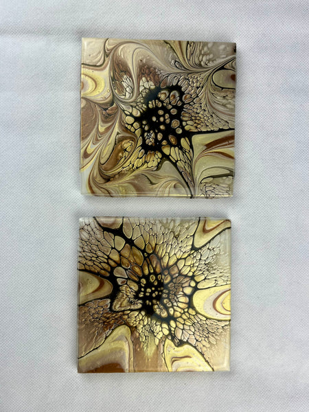 Gold, Chocolate, & Black Coaster Set