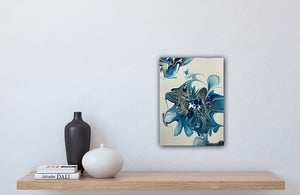 Blue, Gold, & White 9”x12” Canvas Original