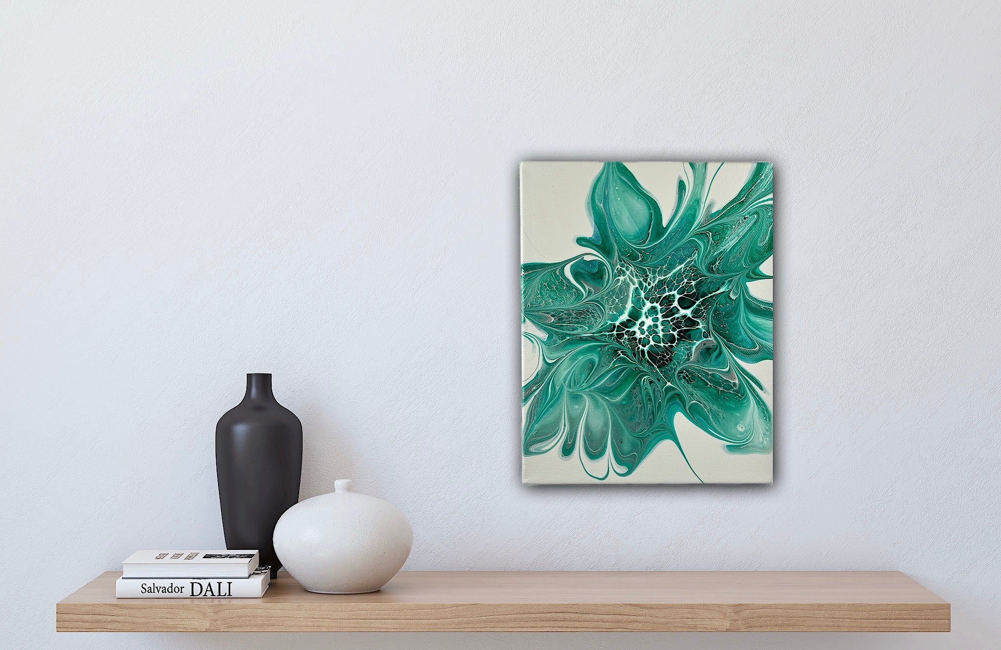 Aqua & Silver 8”x10” Canvas Original