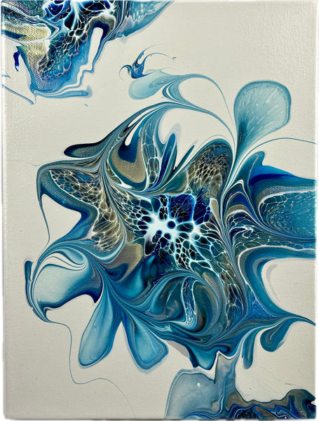 Blue, Gold, & White 9”x12” Canvas Original