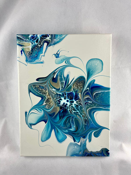 Blue, Gold, & White 9”x12” Canvas Original
