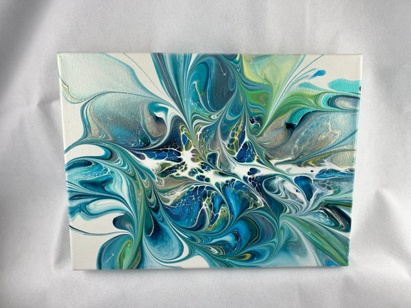 Blue, Gold, & Lime 9”x12” Canvas Original