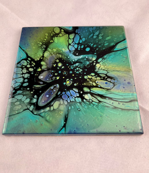 Iridescent Green & Yellow Trivet