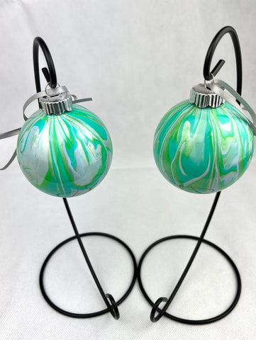 Green & Silver Round Ornament