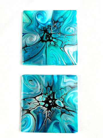 Turquoise & Silver Coaster Set