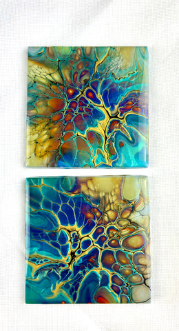 Turquoise & Gold Coaster Set