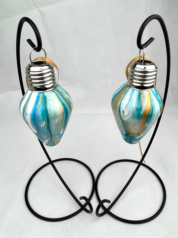 Turquoise, Gold, & White Light Bulb Ornament