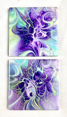 Purple & Lime Green Coaster Set