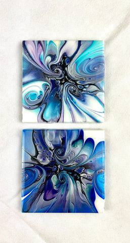 Blue, Silver, & White Coaster Set