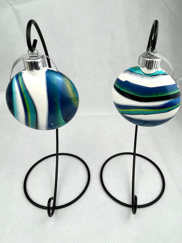 Blue, Green, & White Glass Ornament